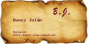Boncz Jolán névjegykártya