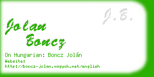 jolan boncz business card
