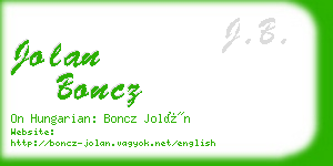 jolan boncz business card